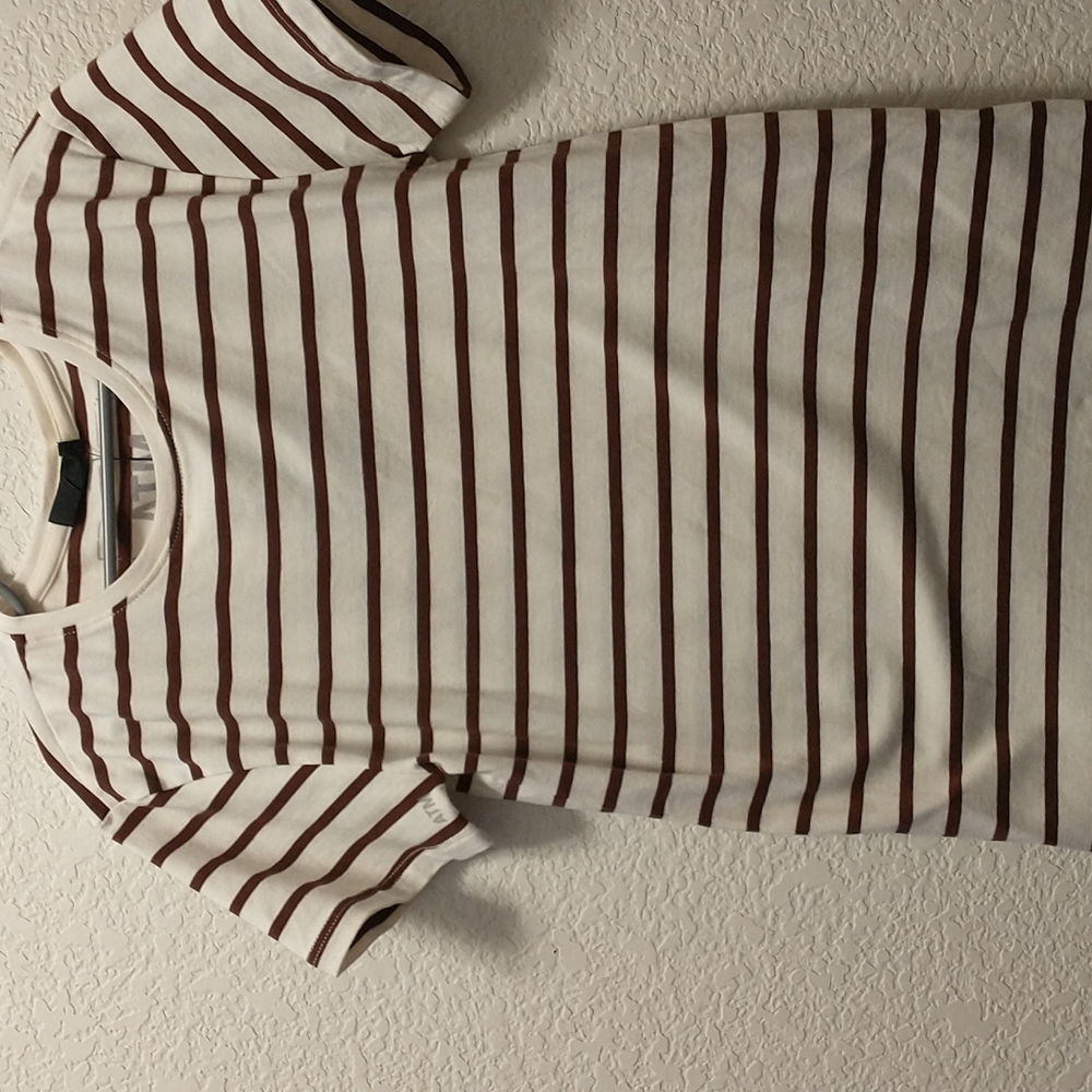 ATM kids t shirt, cream with wine stripes, NWT XS 5/6